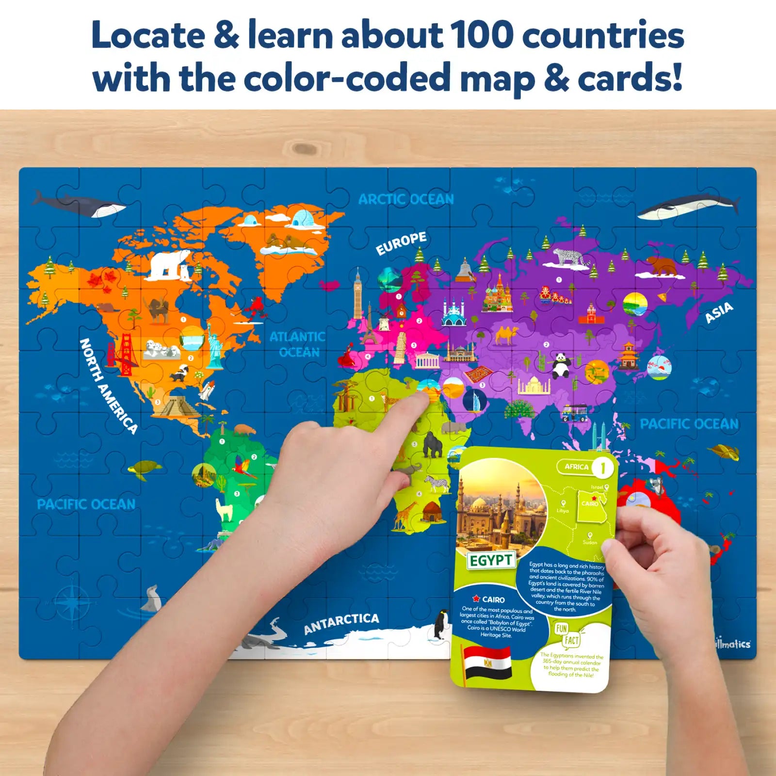 Skillmatics World Map Puzzle puzzle mondo 96 pezzi e carte