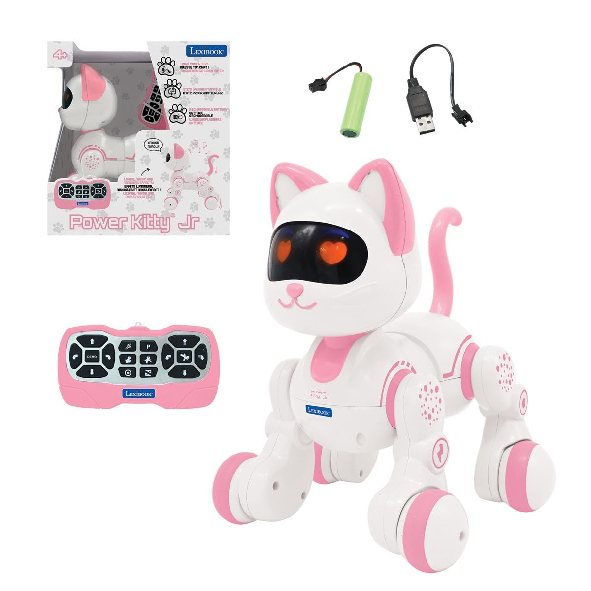 Lexibook Power Kitty Jr KIT01LXB gatto robot rosa/bianco coding