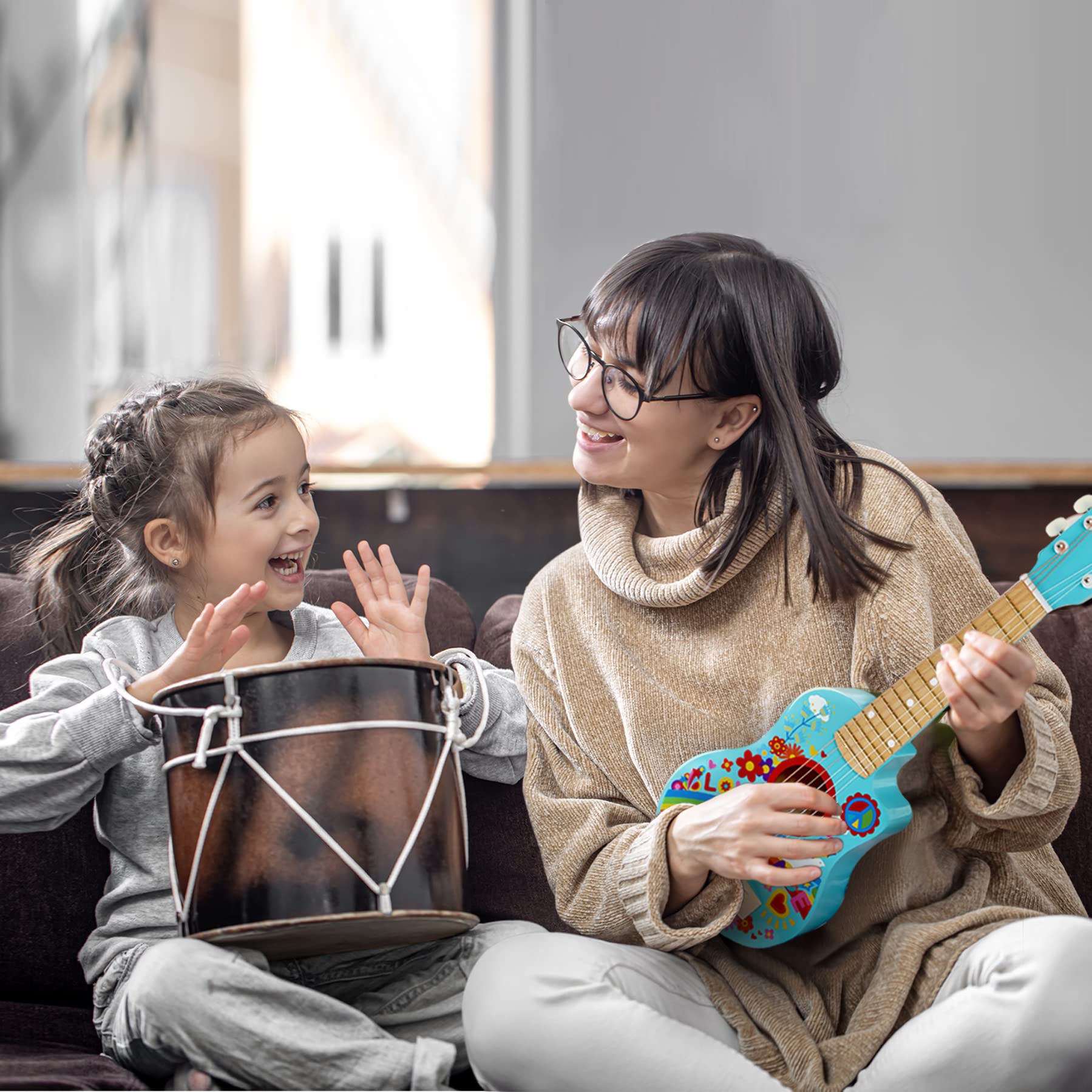 Hape Figli dei Fiori chitarra bambini legno blu E0600