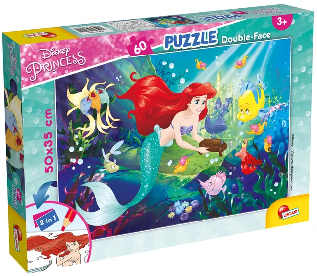 Lisciani Disney Plus 60 Little Mermaid puzzle 60 pezzi double-face