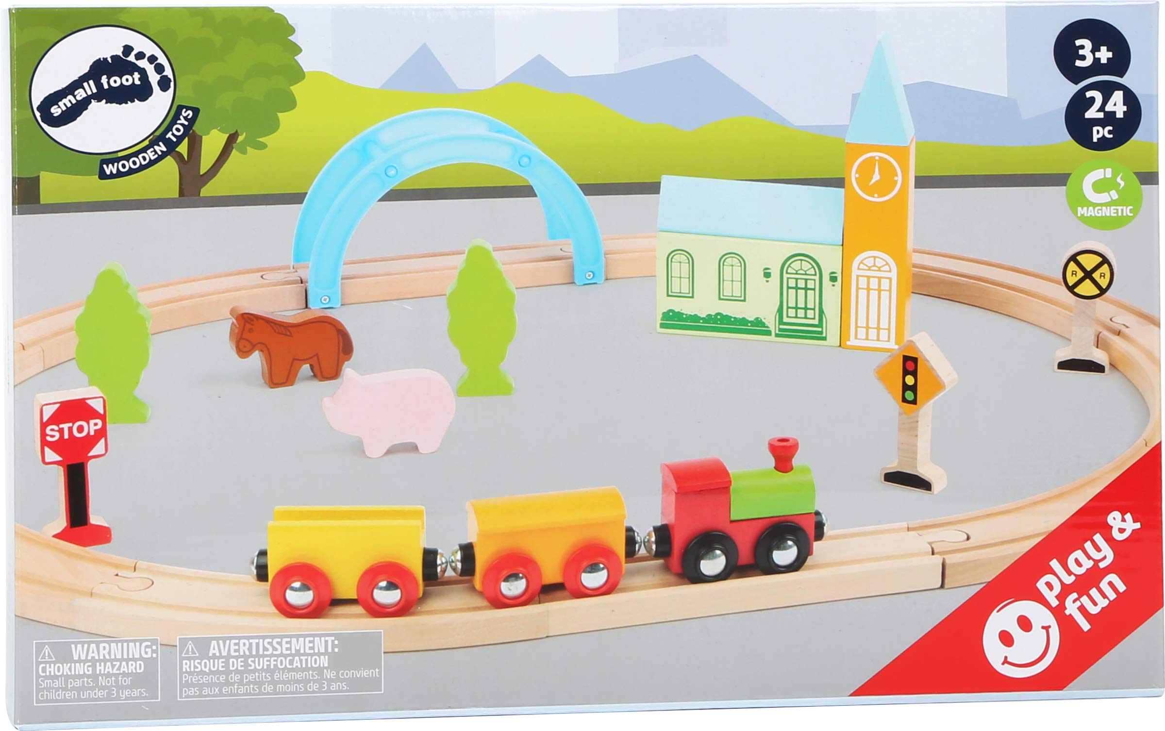 smallfoot 11490 pista trenino legno città e campagna 24 pezzi