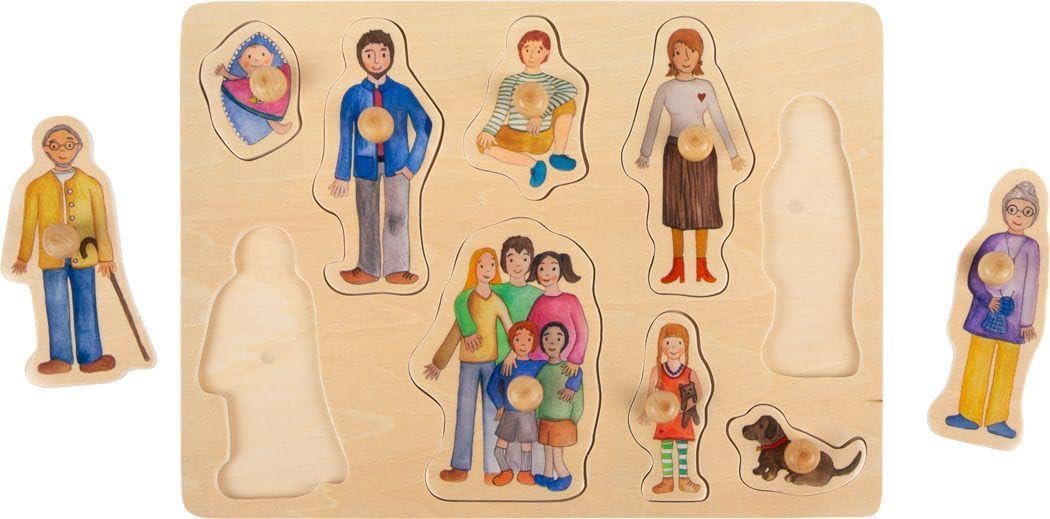 smallfoot 11501 puzzle famiglia legno 9 pezzi pomelli