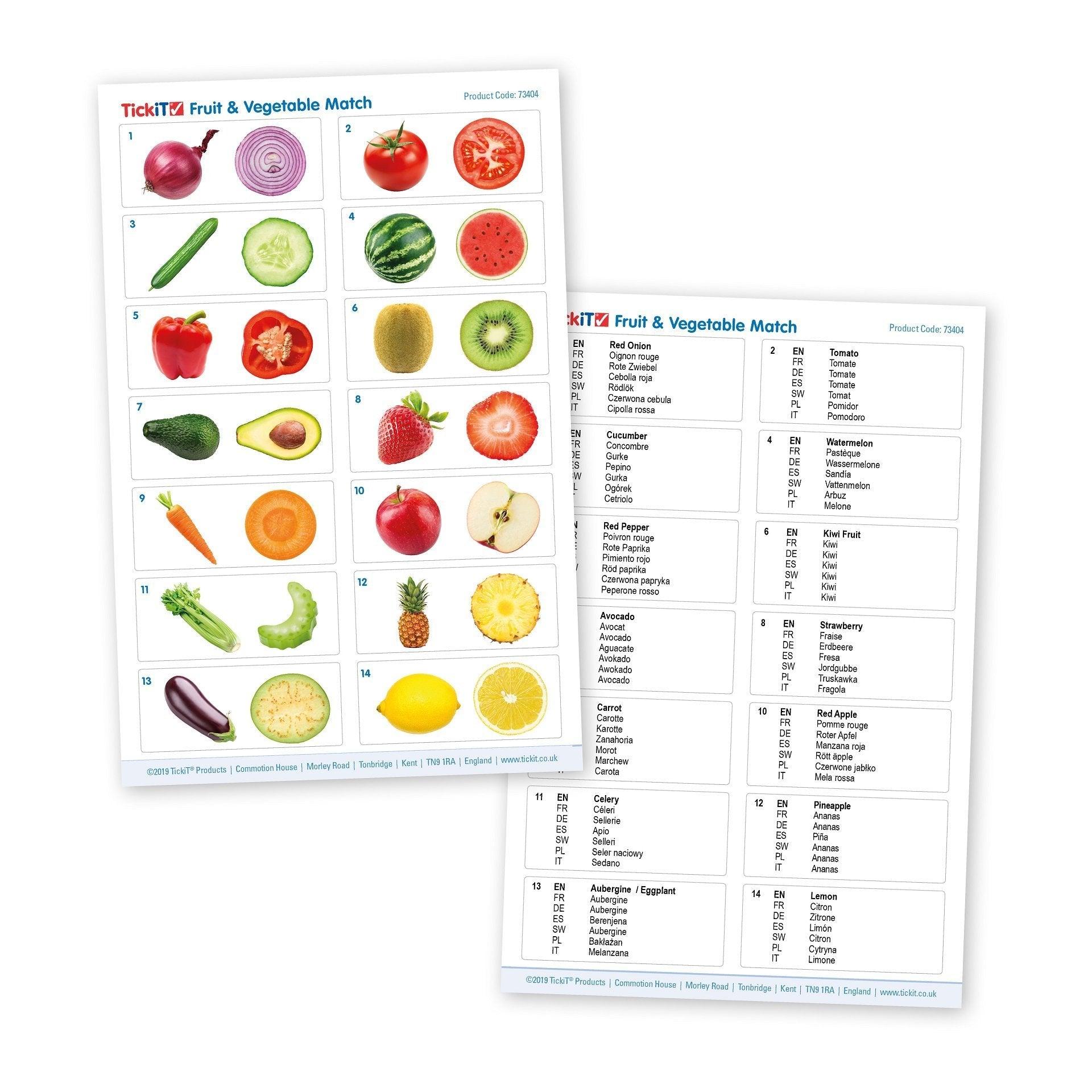 Tickit Memory Frutta e Verdura Legno 28 Tessere