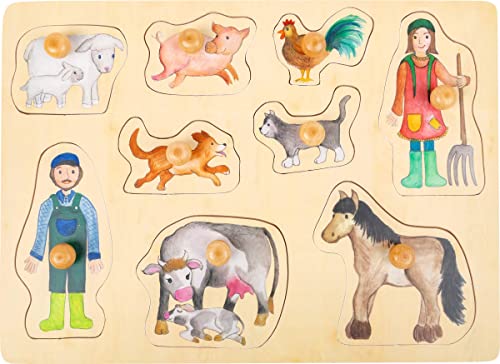 smallfoot 11500 puzzle fattoria 9 pezzi in legno