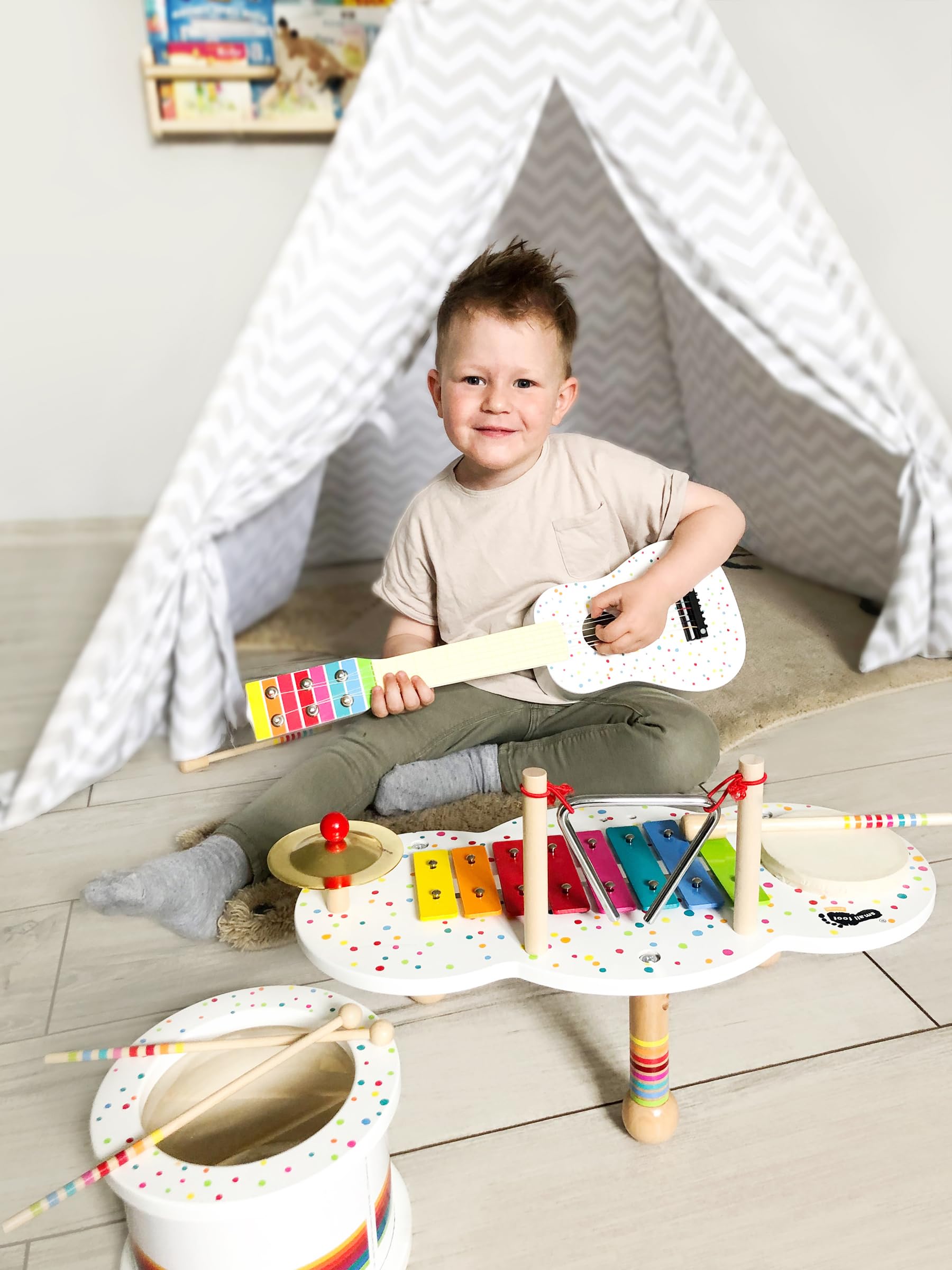 smallfoot Sound chitarra acustica bambini leggera a pois colorati