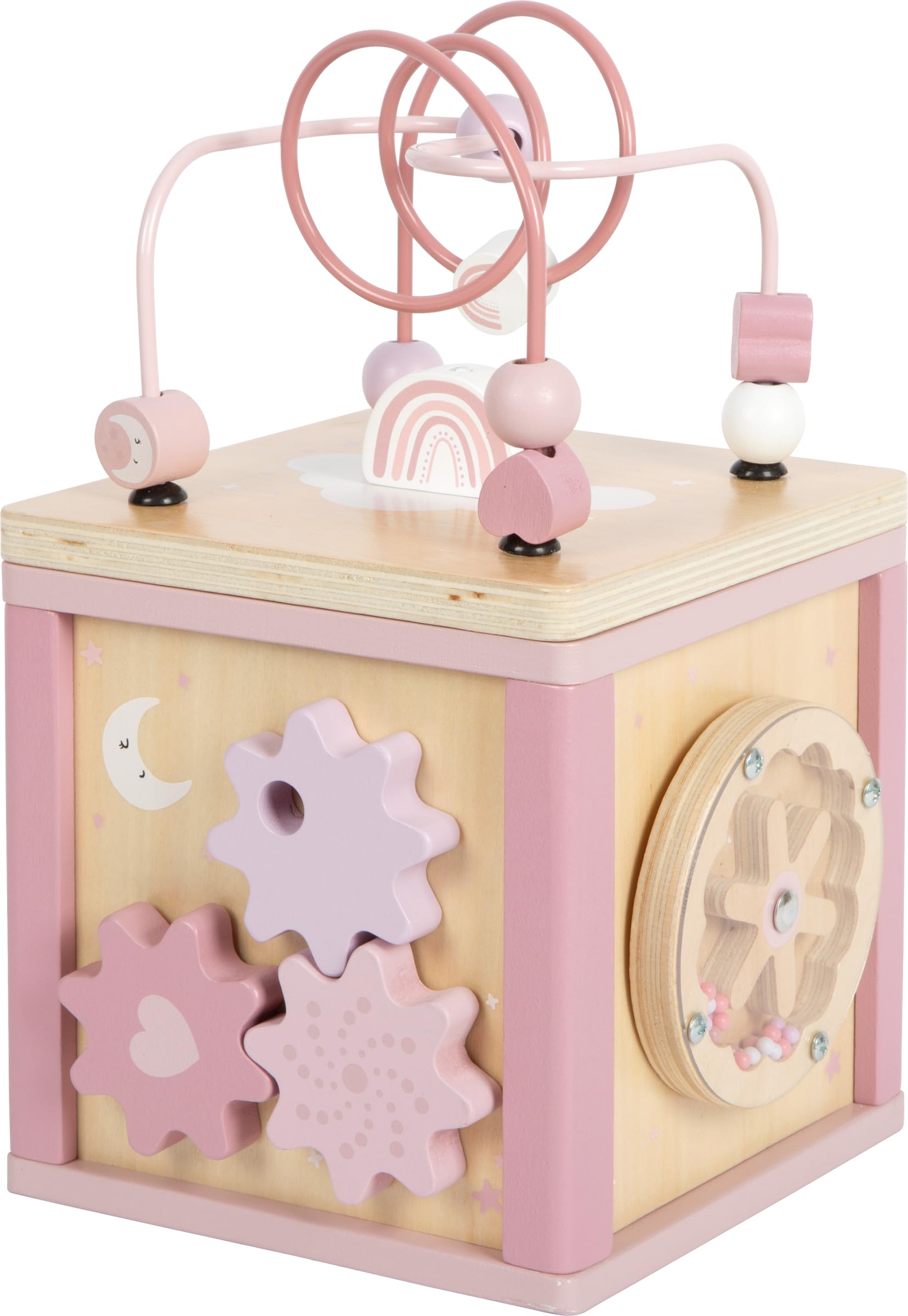 smallfoot 12803 dado motricità in legno rosa 5 giochi