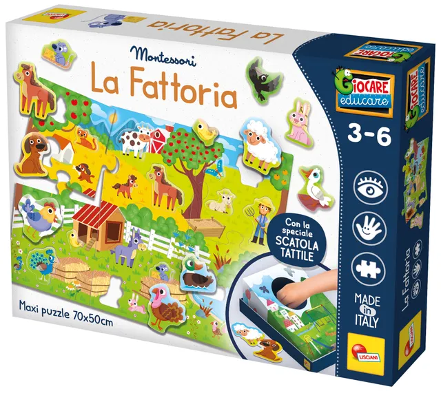 Lisciani Montessori Maxi gioco bimbi La Fattoria tattile scatola