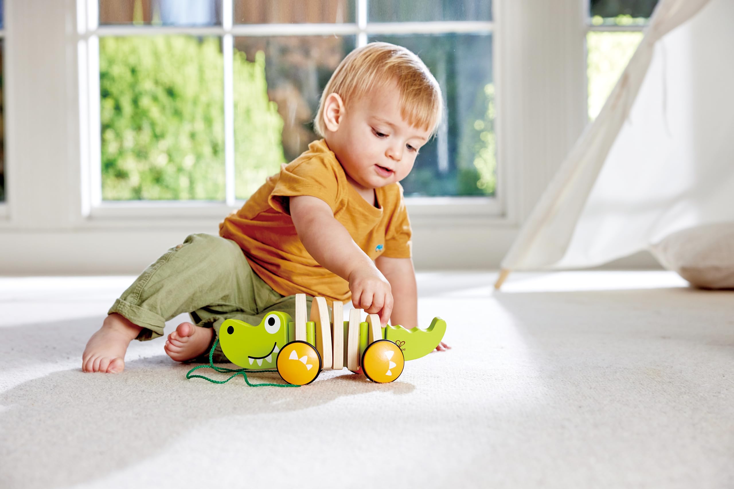 Hape E0348 Coccodrillo gioco trainabile in legno