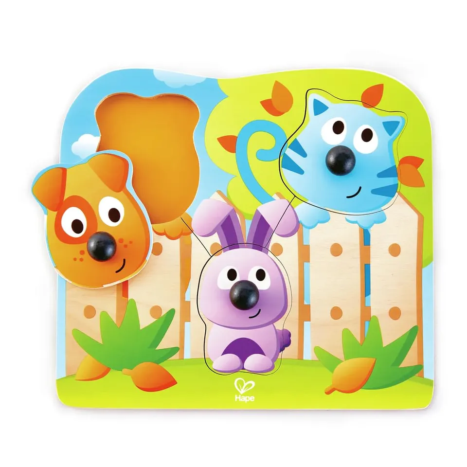 Hape E1309 Big Nose Pet puzzle legno animali con pomelli
