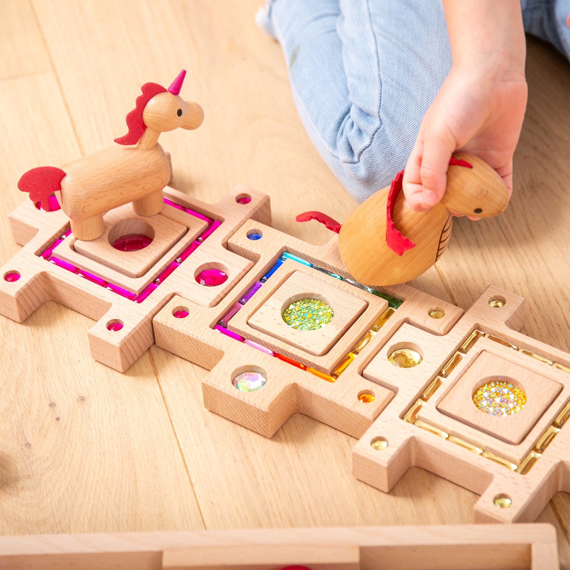Tickit Gem Puzzle Blocks blocchi legno 58 pezzi traslucidi