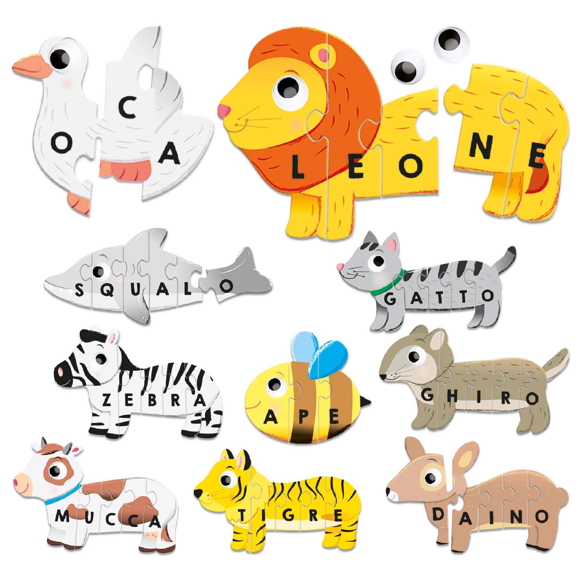 Headu Le Mie Prime Parole flashcards 12 puzzle animali