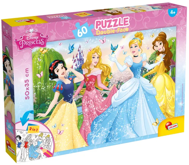 Lisciani Disney Puzzle DF Plus 60 Princess puzzle 60 pezzi double-face
