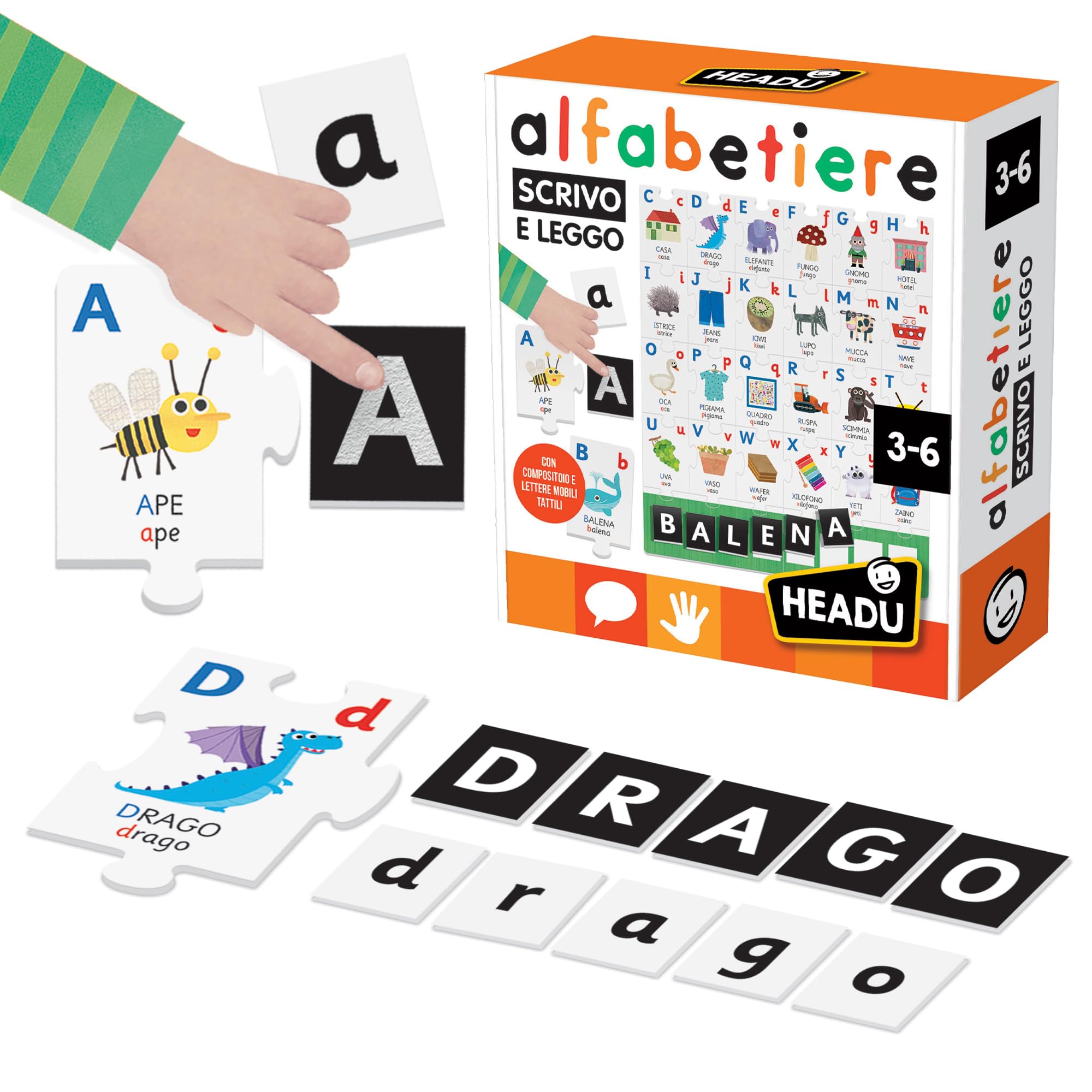 Headu Alfabetiere Scrivo e Leggo gioco tattile 3-6 anni