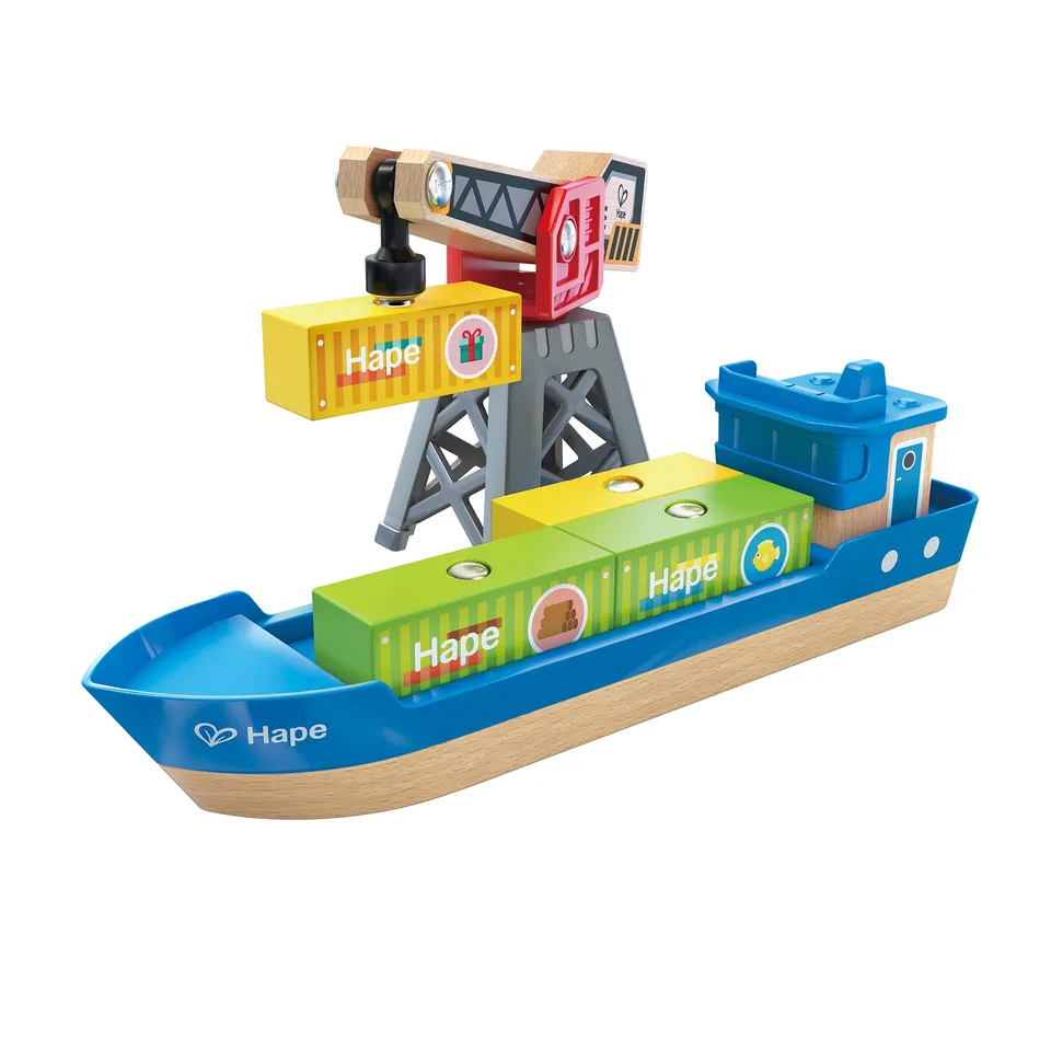 Hape nave da carico e gru giocattolo legno con magneti