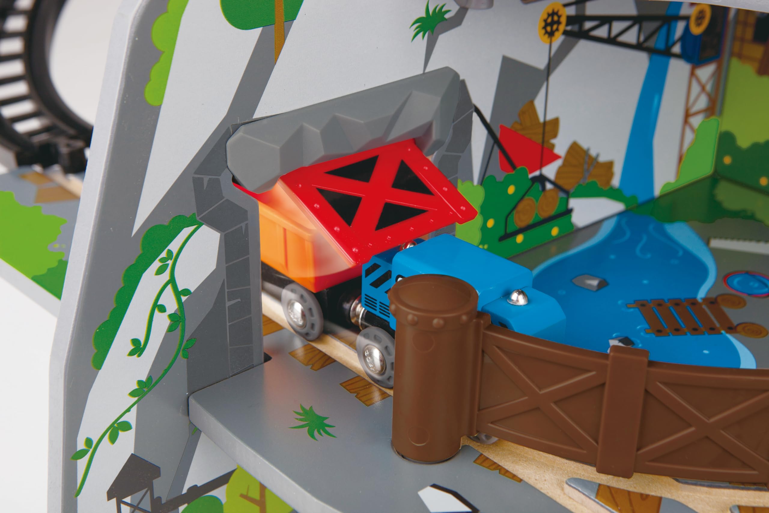 Hape Mega Miniera Montana pista trenino legno 32 pezzi