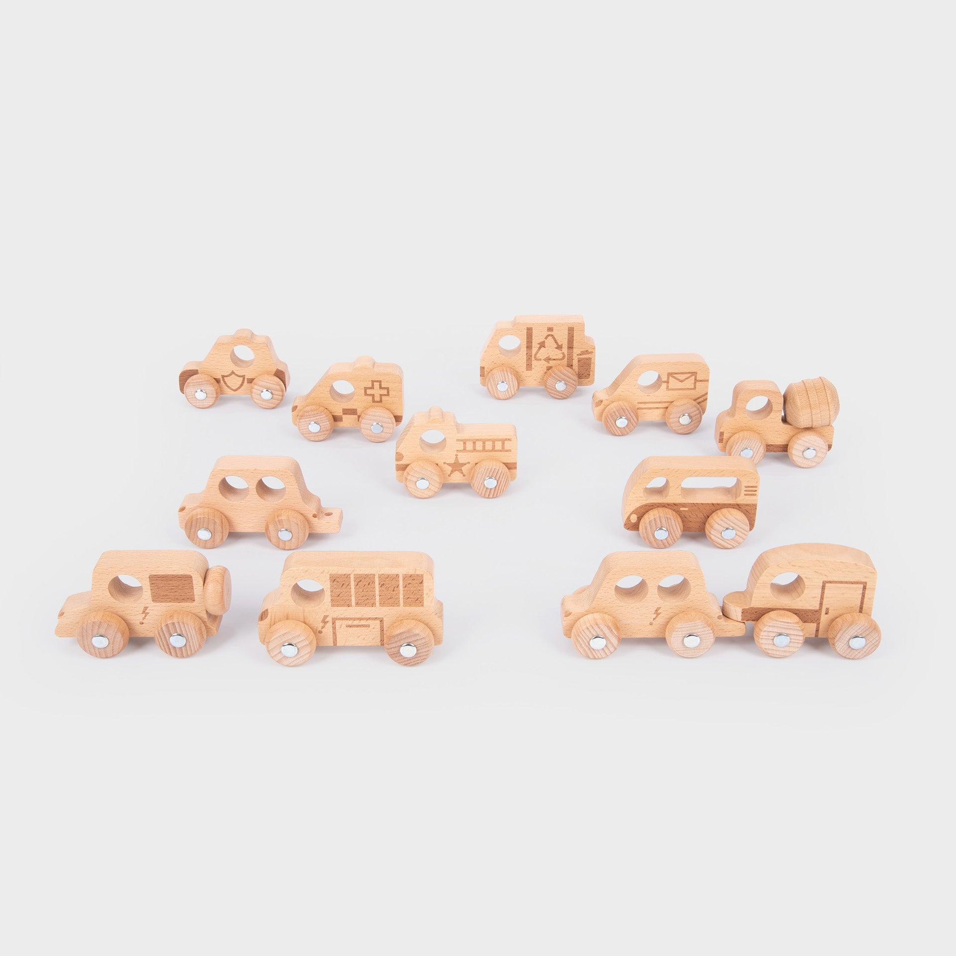 Tickit Natural Wooden Vehicles Set macchinine legno 12 pezzi