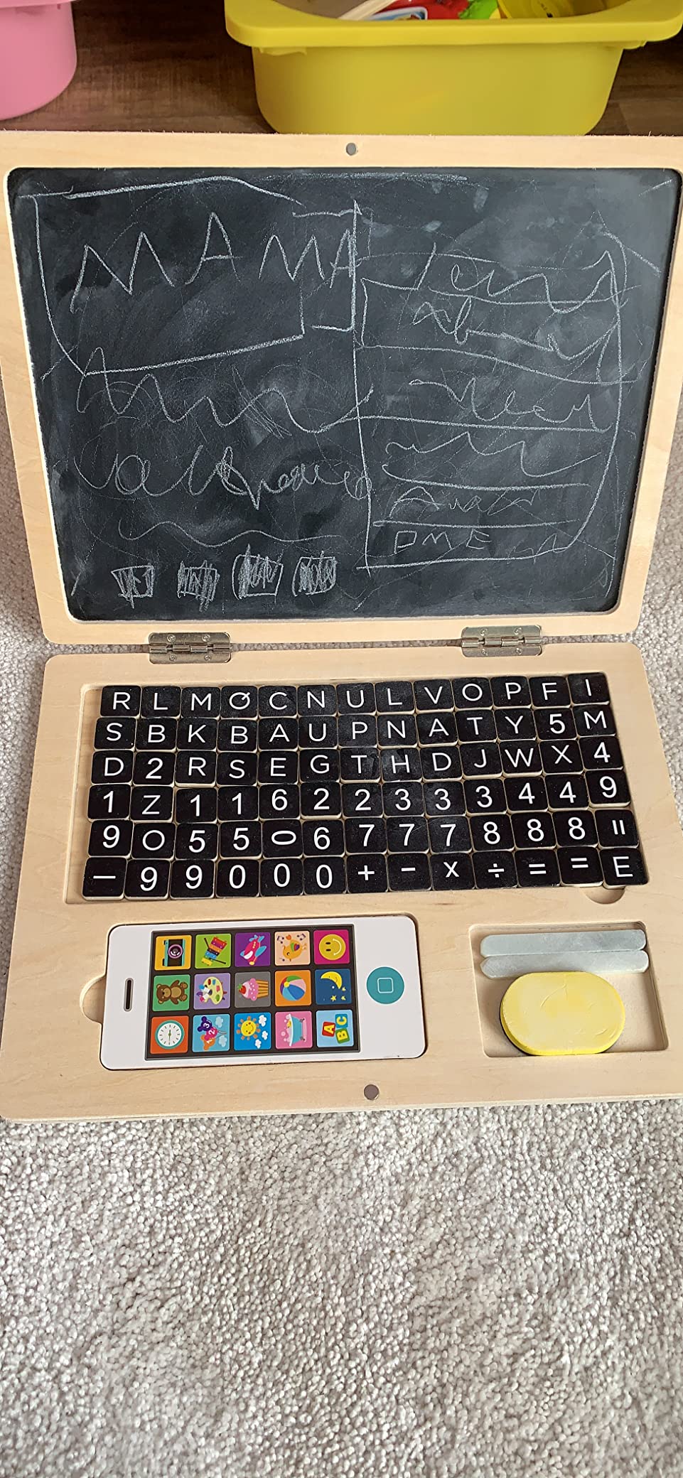 Small Foot 11193 Laptop Legno Bambini con Lavagna Magnetica