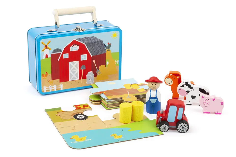 smallfoot 11360 fattoria in valigia puzzle legno 20 pezzi