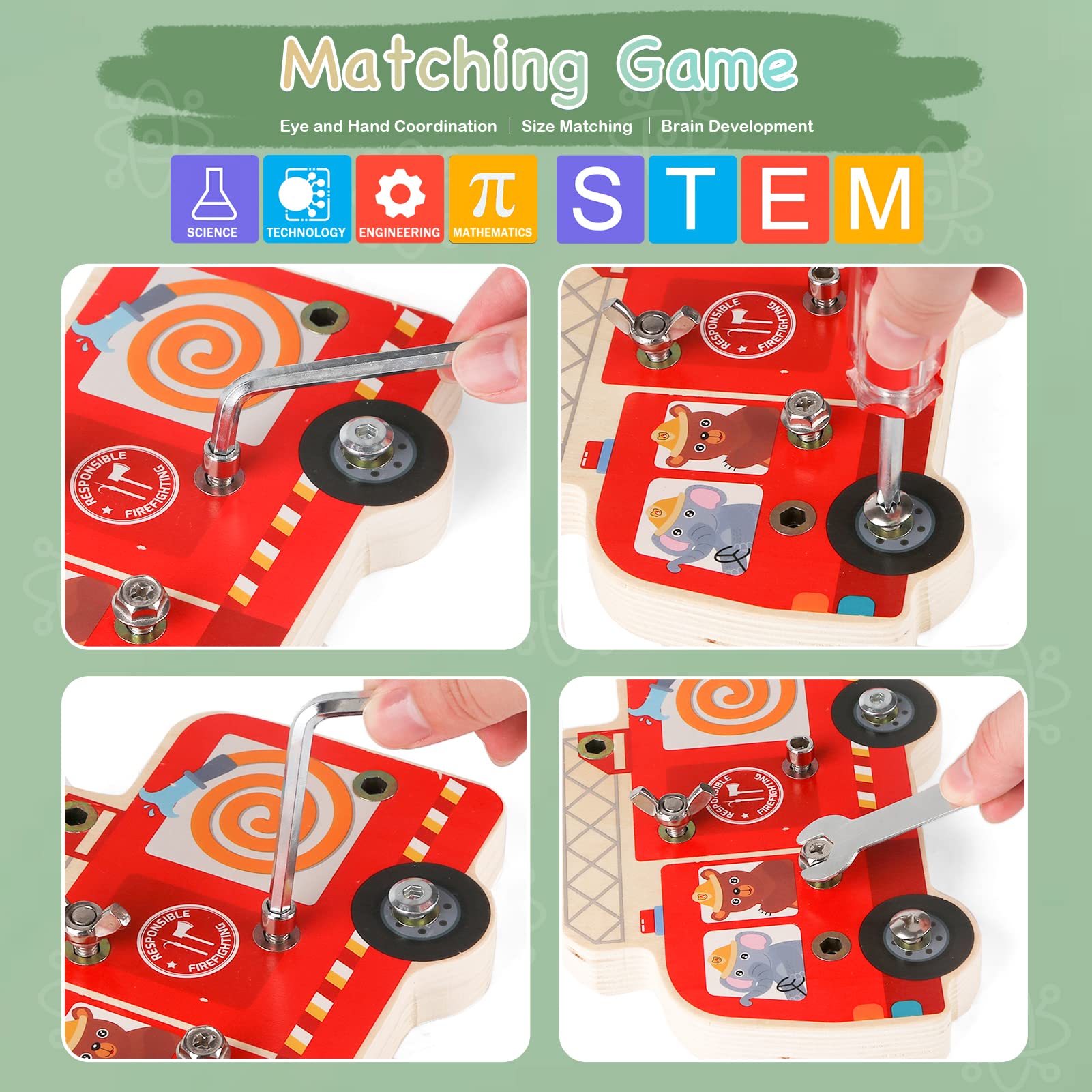 DINORUN Busy Board tavola montessori camion pompieri 3-6 anni