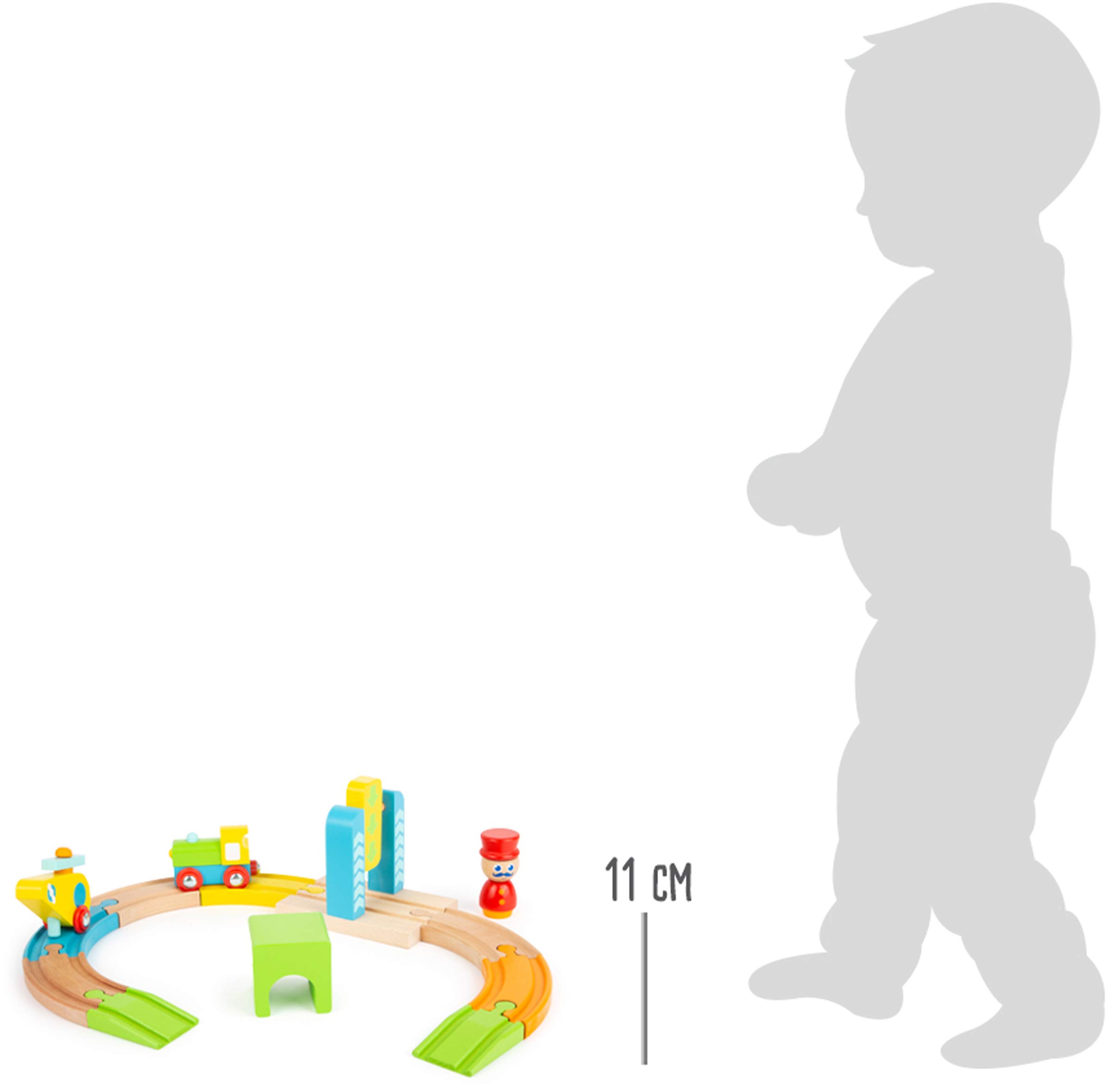 smallfoot 11493 trenino in legno bambini con elicottero