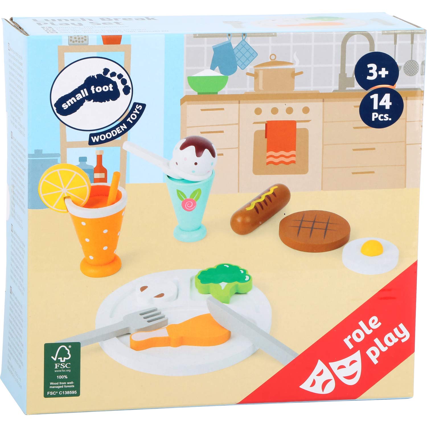 smallfoot 11197 Set Pranzo gioco legno 14 pezzi FSC