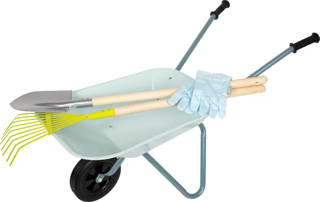 smallfoot set giardinaggio bambini carriola azzurra 15 kg