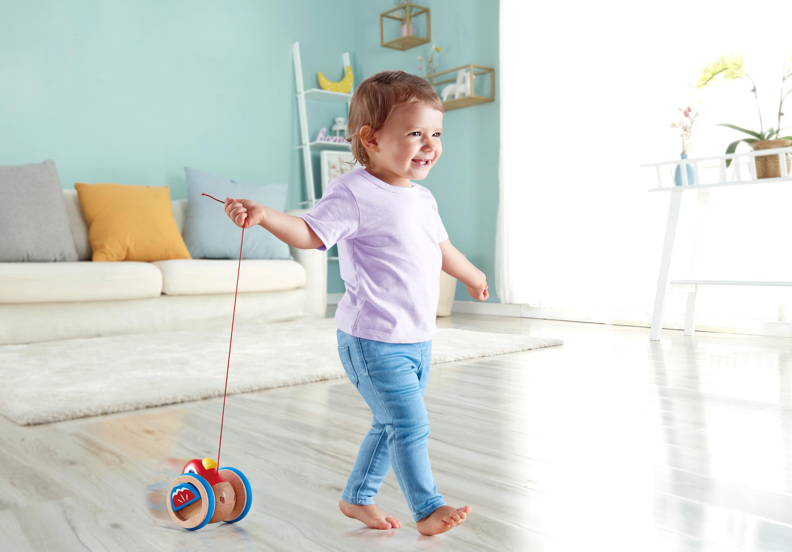 Hape E0360 Uccellino Spingi&Tira trainabile legno da 12 mesi