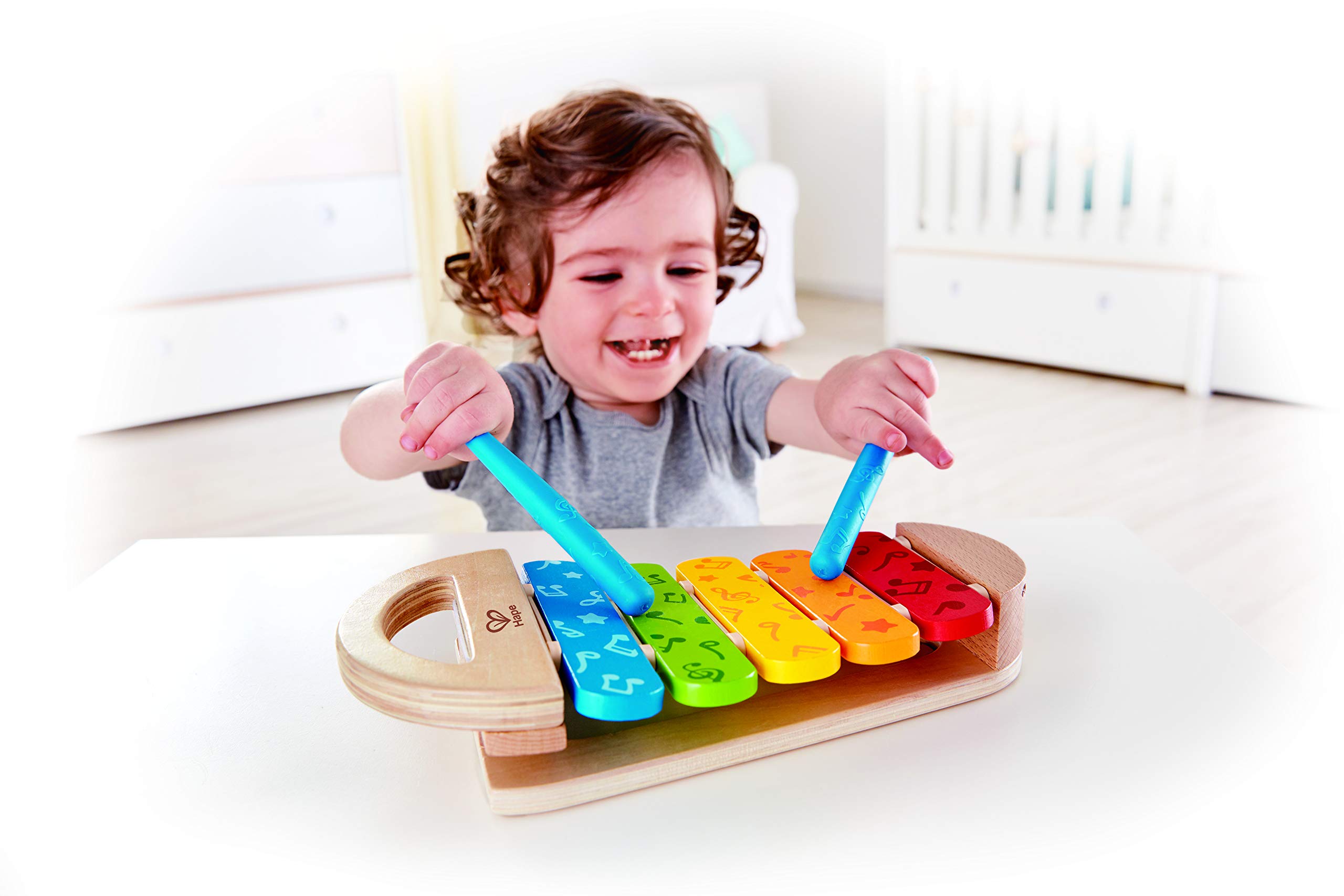 Hape arcobaleno xilofono legno 5 note con bacchette