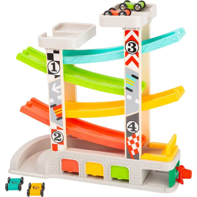 smallfoot 11361 pista con garage e 4 auto in legno