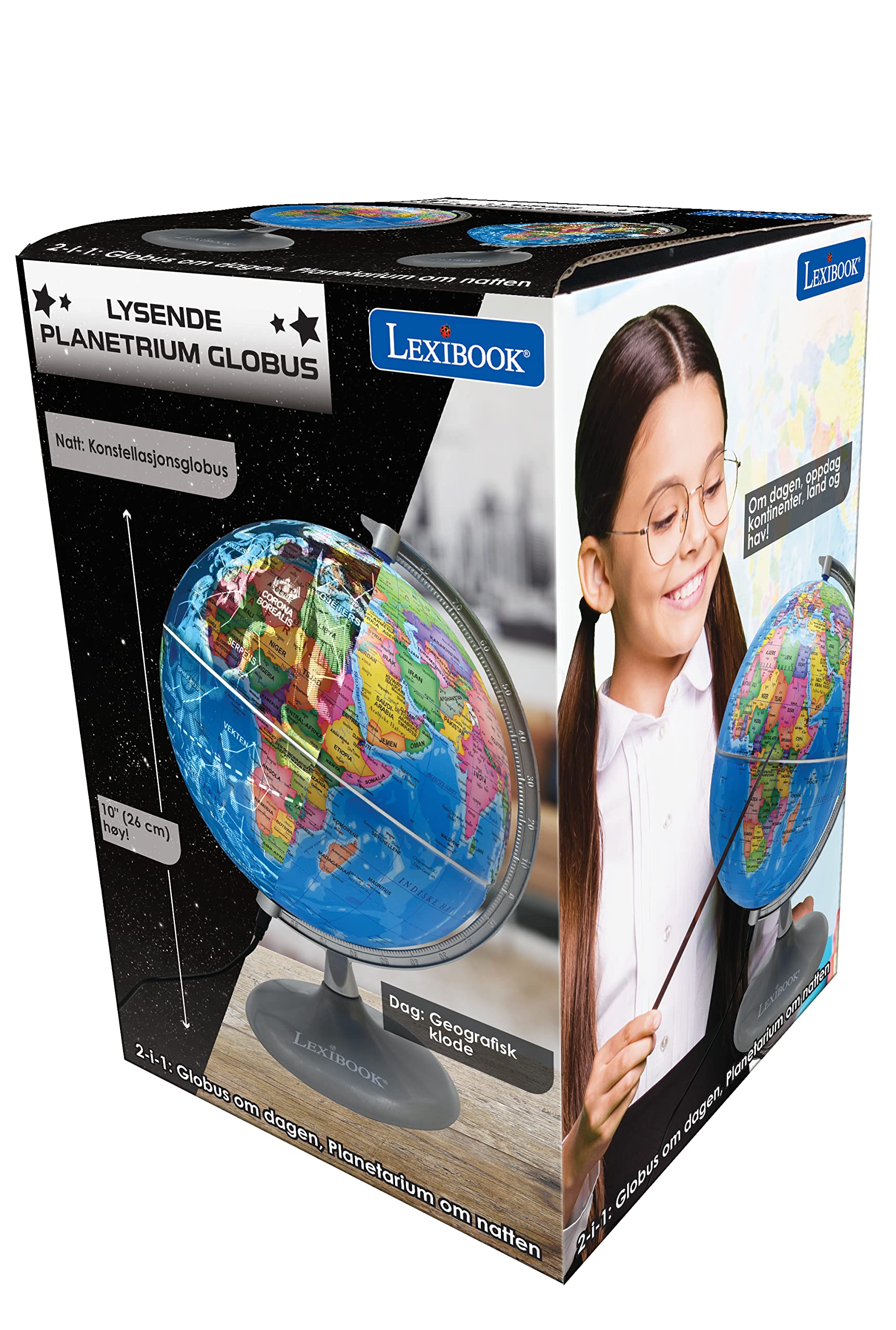 Lexibook NLJ185NO mappamondo giorno e notte luminoso