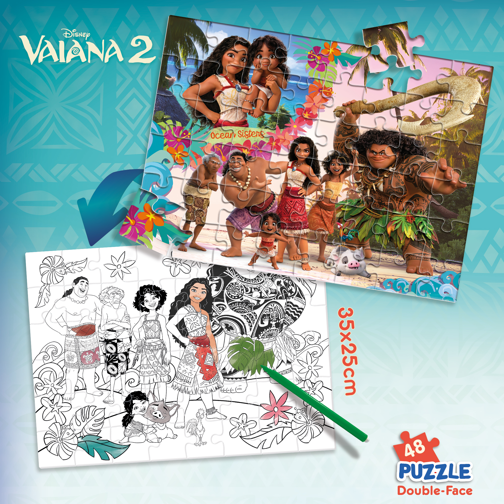 Lisciani Disney M-Plus puzzle 48 pezzi Oceania 2 colorabile