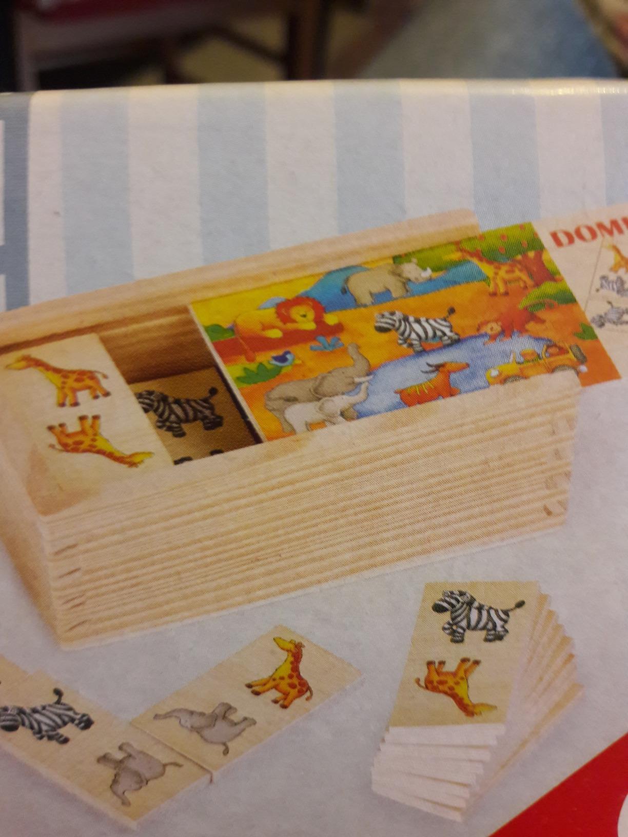 smallfoot Safari domino bambini legno animali con scatola