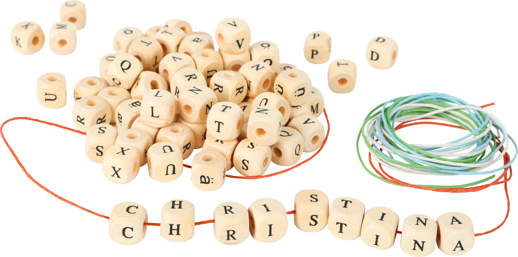 Small Foot Catene di Lettere Kit Perline Legno 300 Pezzi