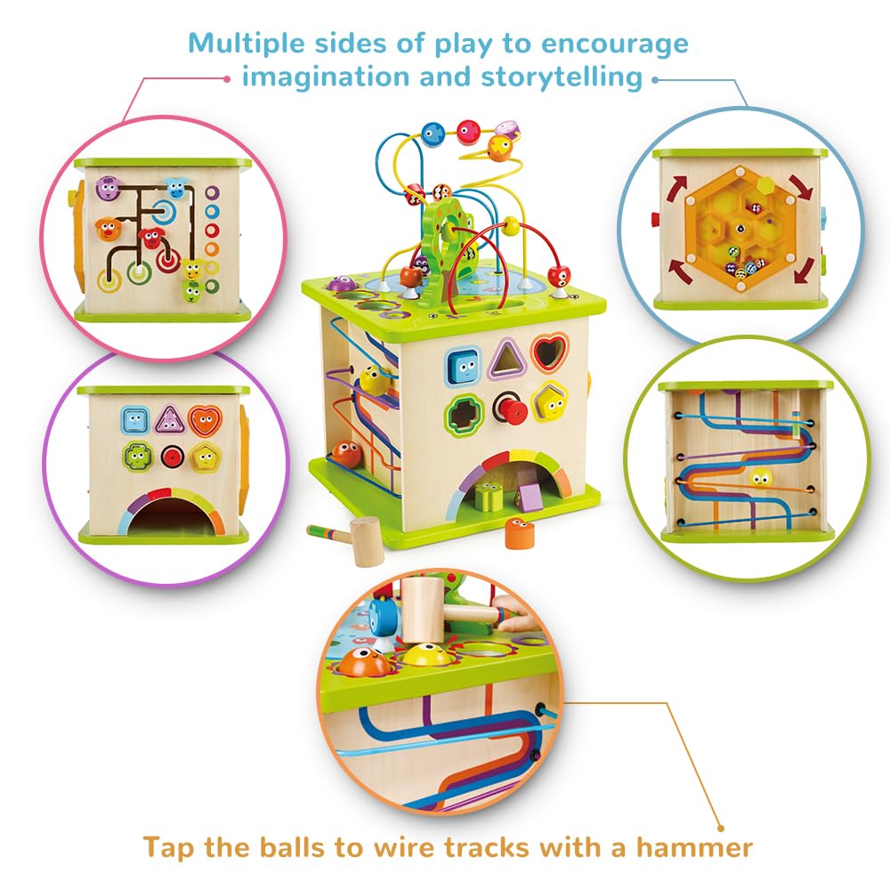 Hape Cubo Multiattività cubo legno 5 facce gioco 12 mesi