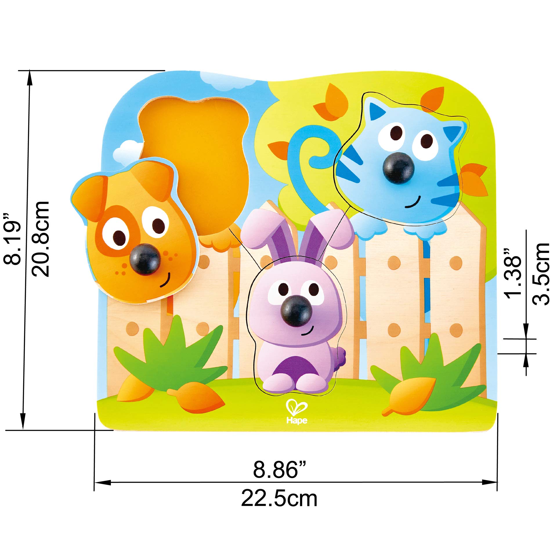 Hape E1309 Big Nose Pet puzzle legno animali con pomelli