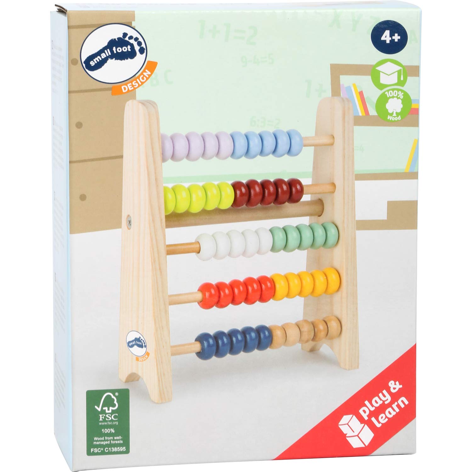 smallfoot Educare 11168 regolo calcolatore legno 50 perline viaggio
