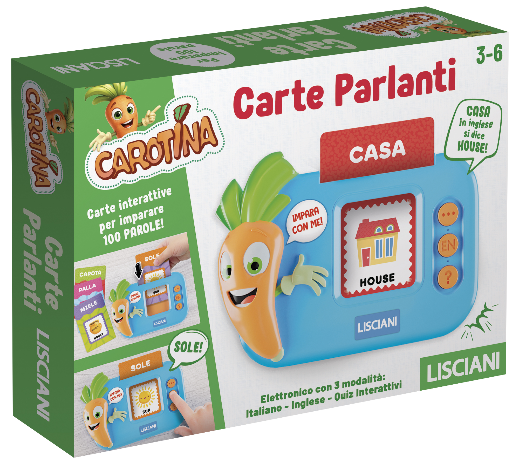 Lisciani Carotina Carte Parlanti gioco parole bilingue