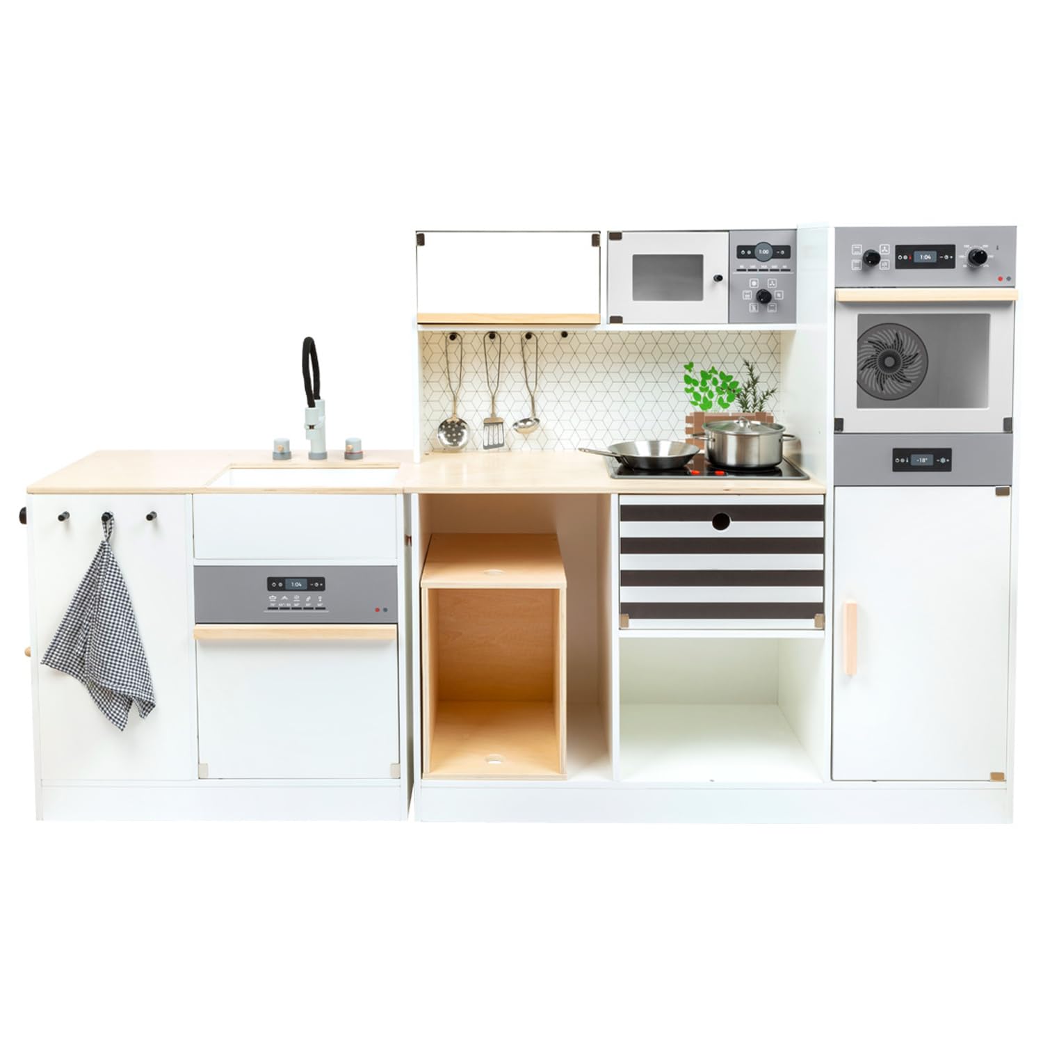 small foot Cucina Bambini Modulare XL Bianco Nero Legno