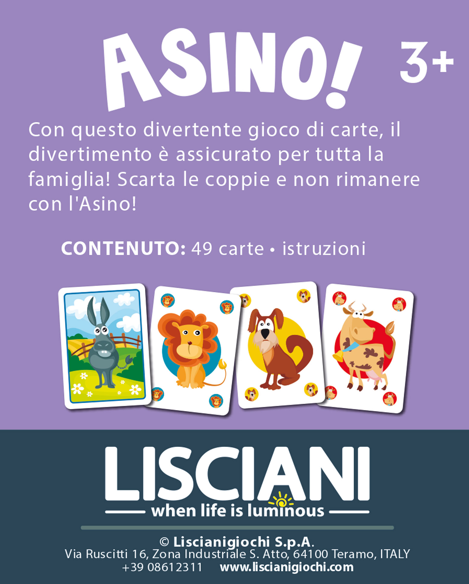 Lisciani Ludoteca Le Carte dei Bambini Asino gioco di carte