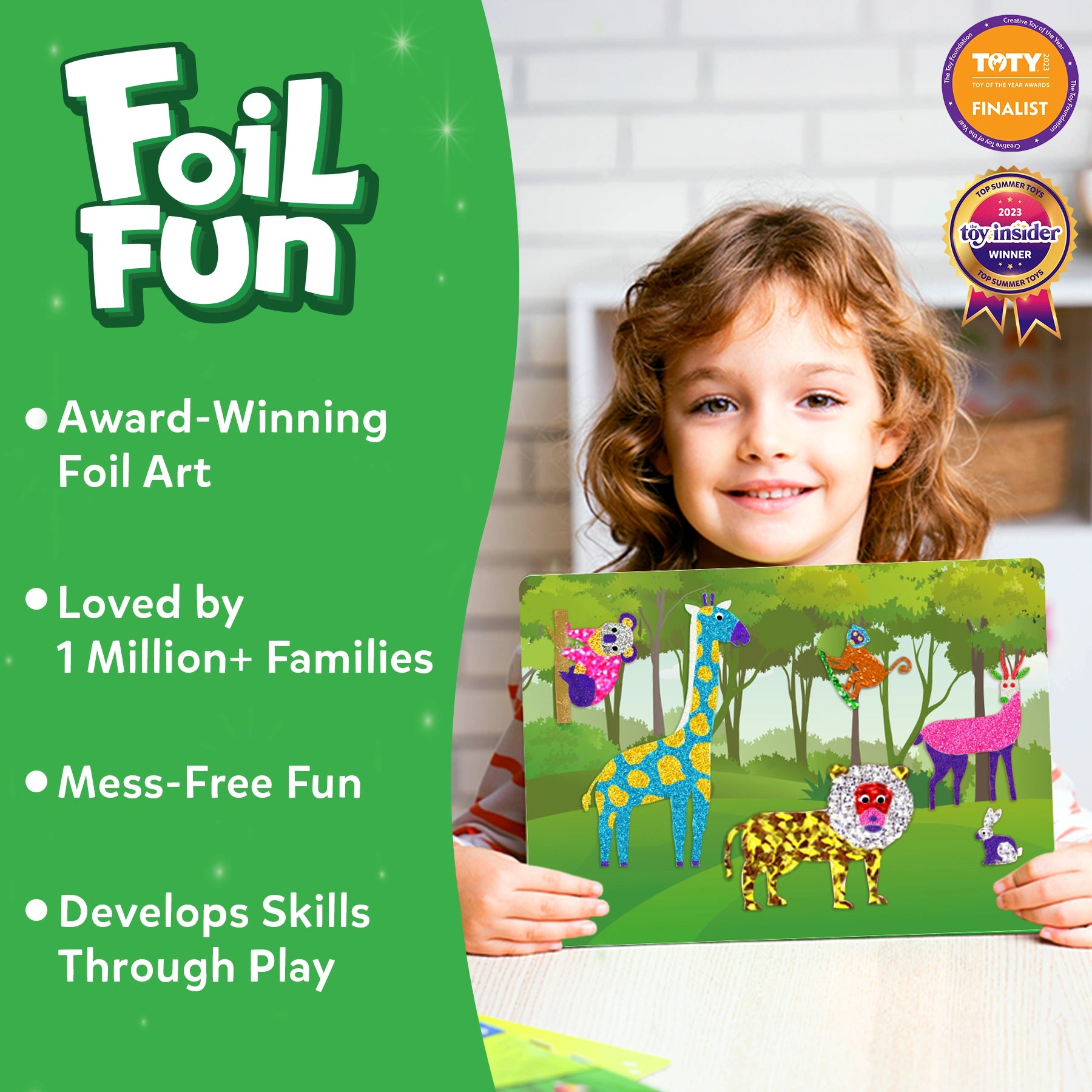 Skillmatics Foil Fun World of Animals kit creativo animali 4-9 anni