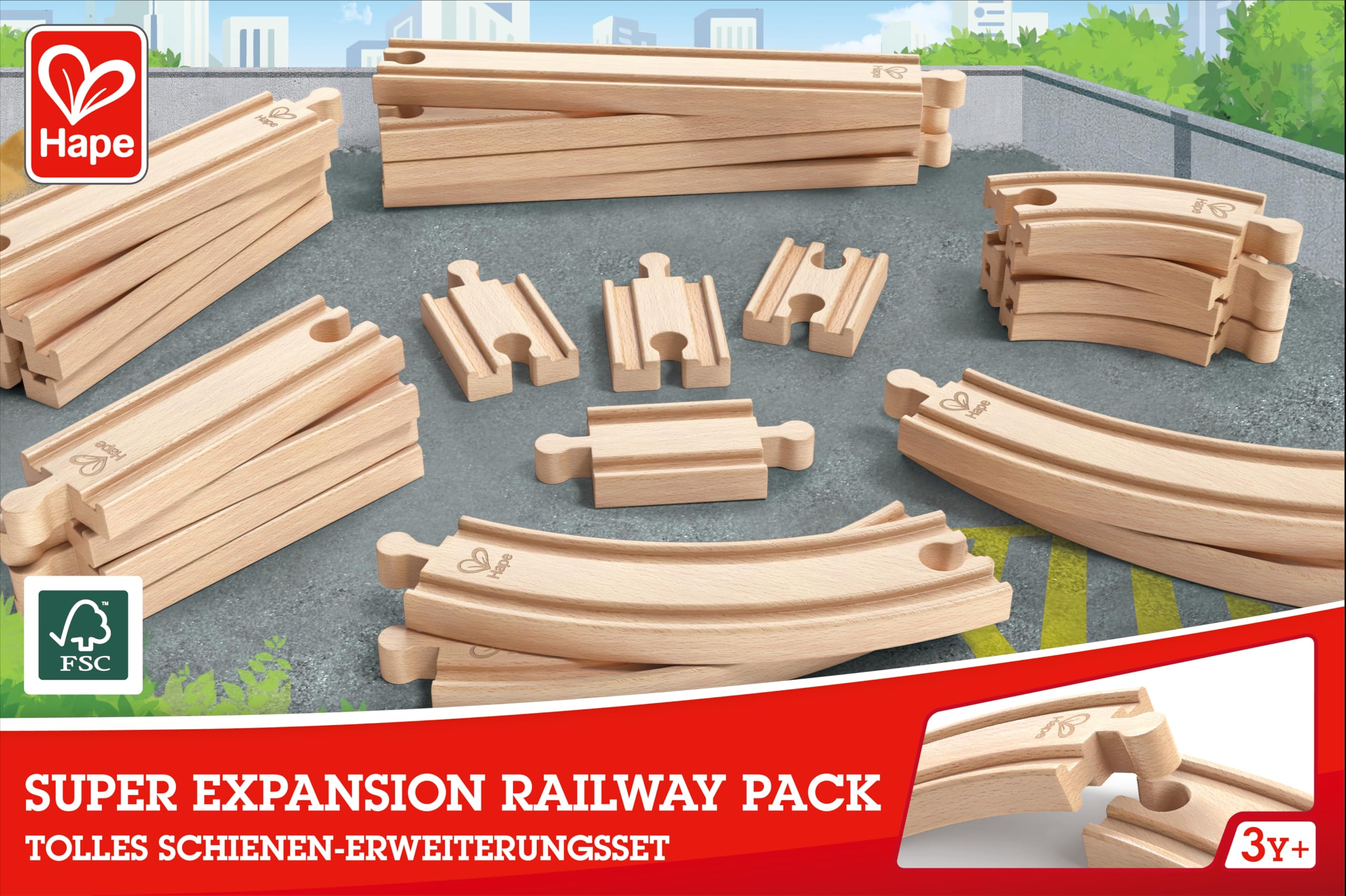 Hape Super Espansione Binari treno legno 24 pezzi