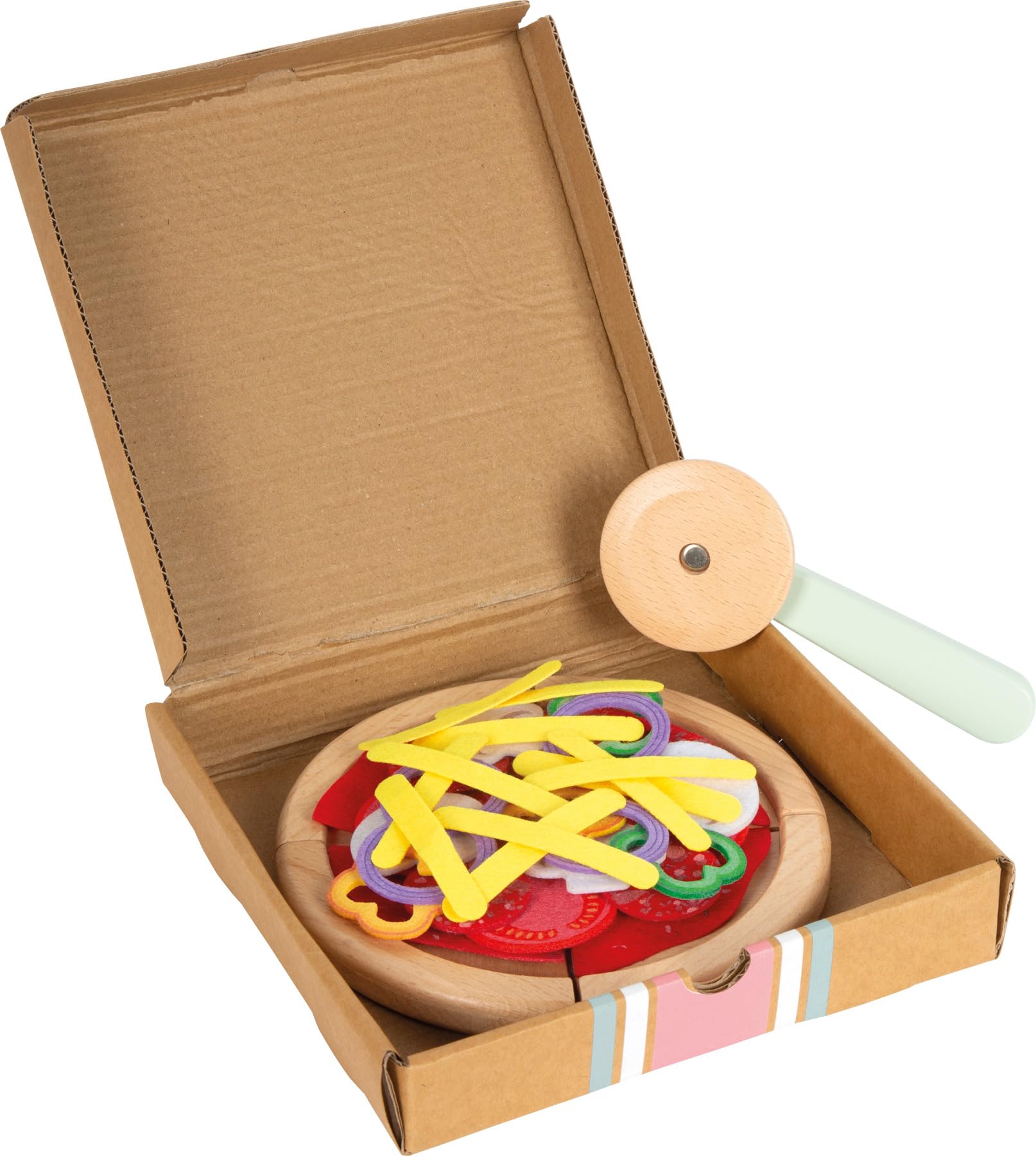smallfoot set pizza giocattolo in legno con velcro da tagliare