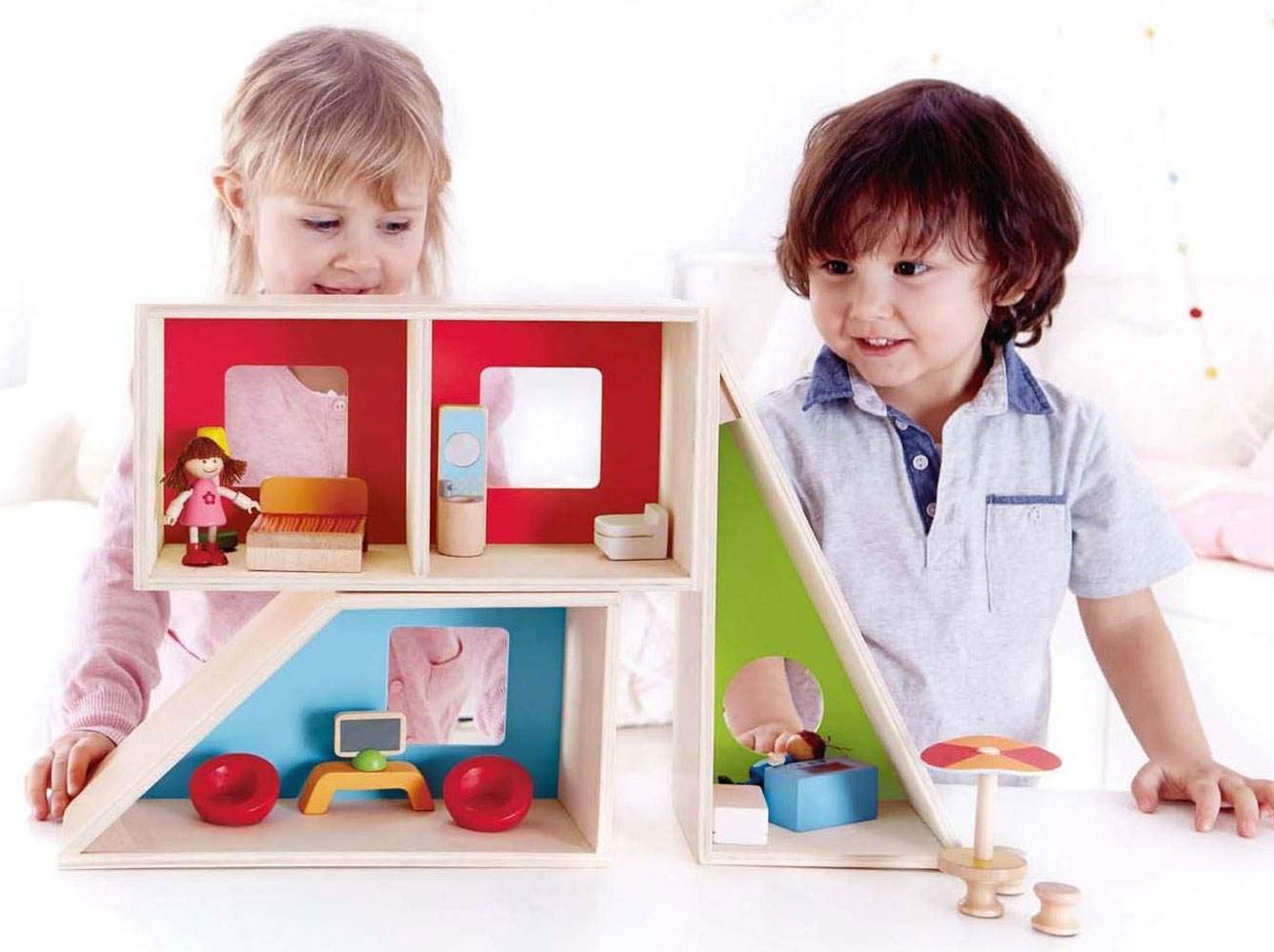 Hape E3404 casa bambole fai da te legno con mobili famiglia