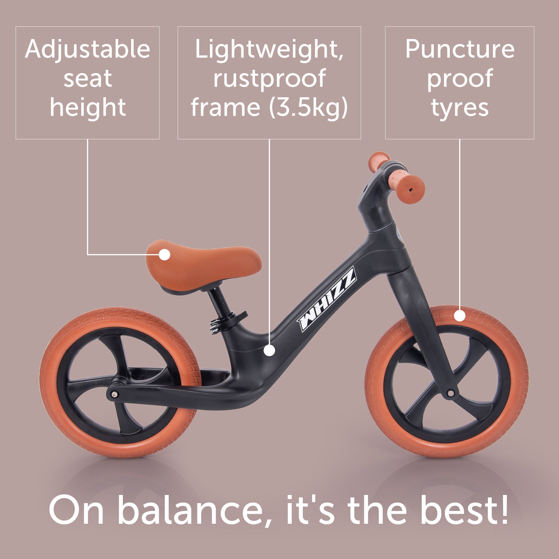 Tickit Whizz Balance Bike bici senza pedali nera 24 mesi