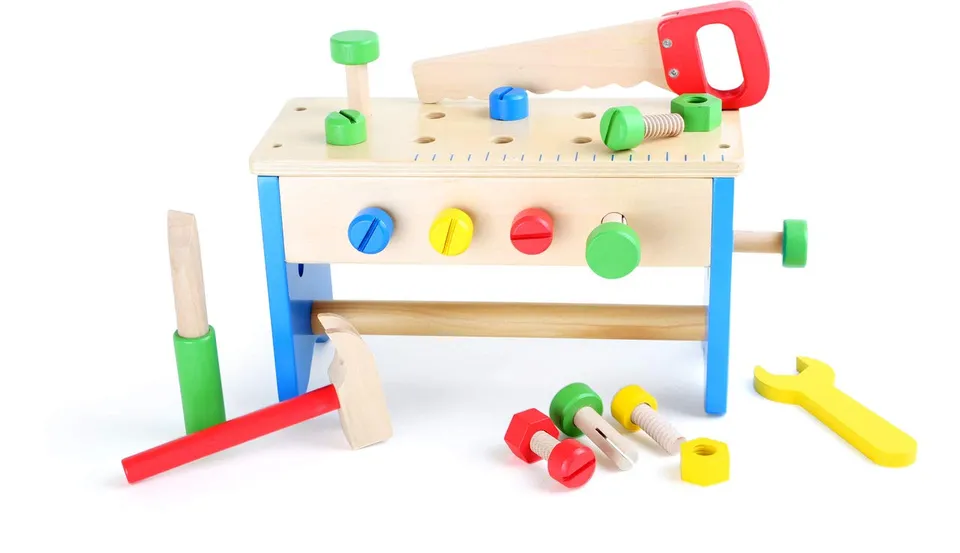 smallfoot 10052 banco attrezzi legno 2 in 1 cassetta bambini 3 anni