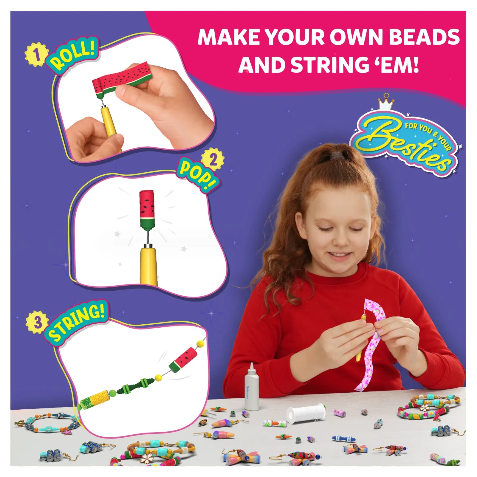 Skillmatics Roll-up Beads Tropical Paradise kit bigiotteria tropicale