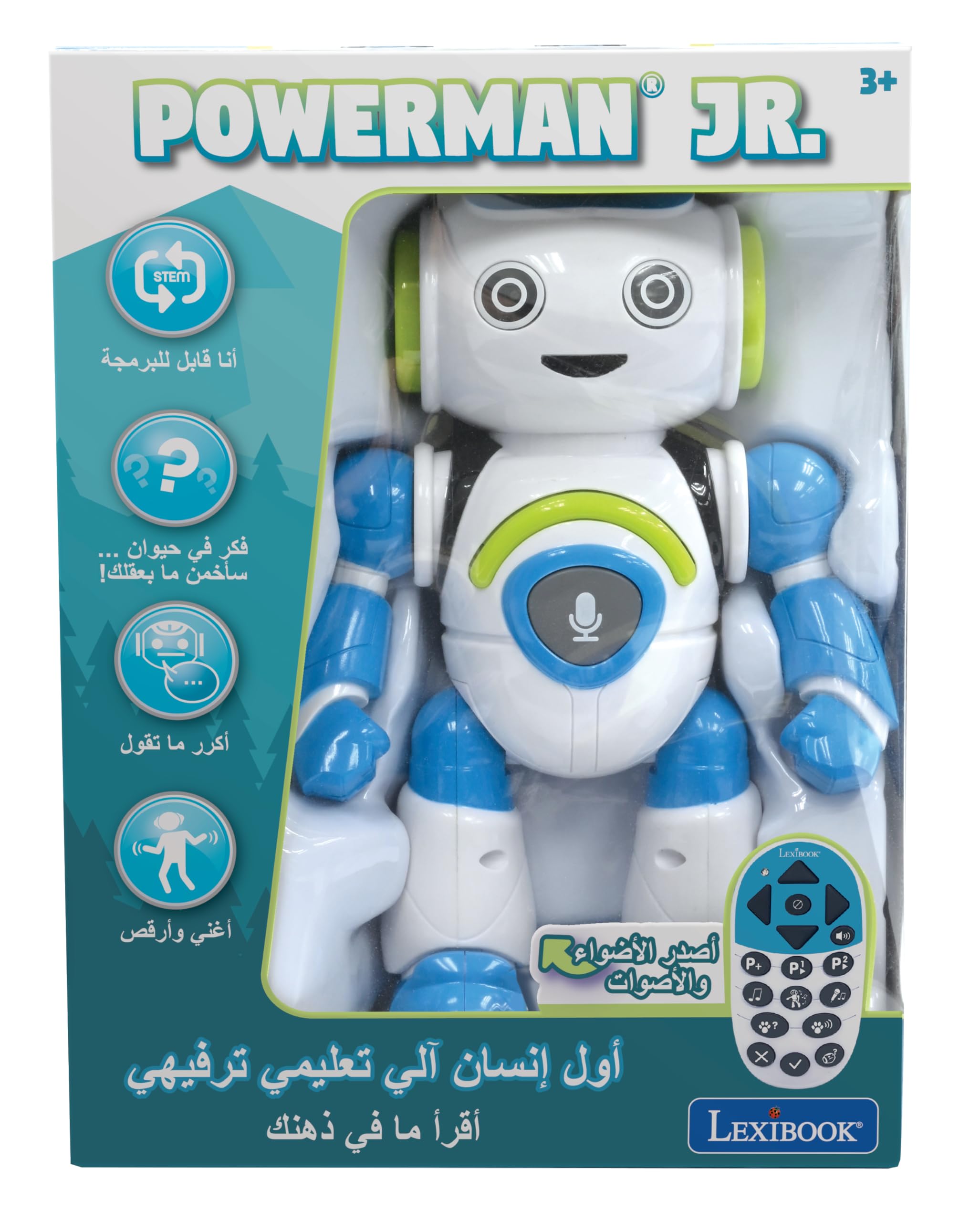 Lexibook Powerman ROB20AR Robot Interattivo Arabo Verde Blu