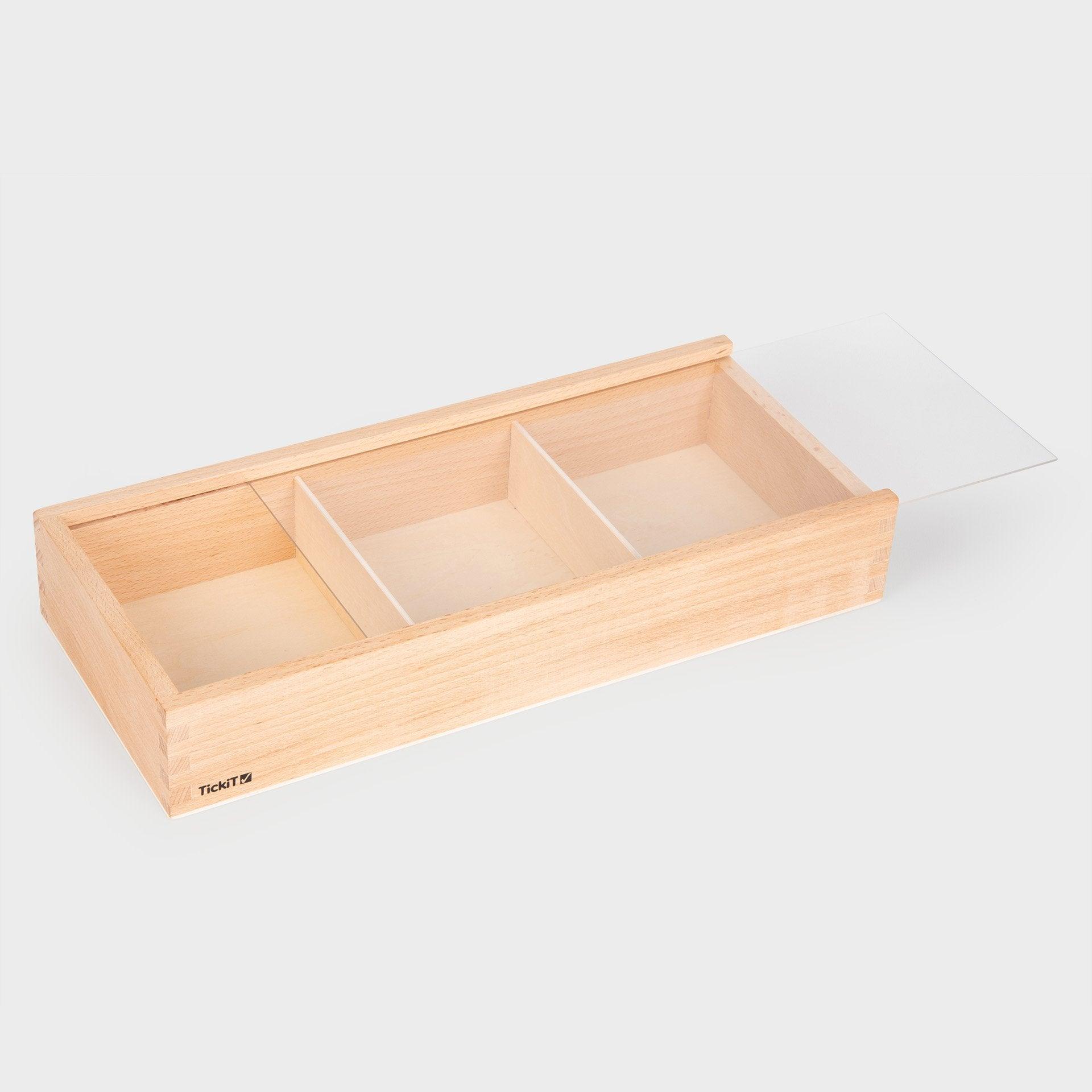 Tickit Wooden Discovery Boxes scatole legno 3 pezzi coperchio