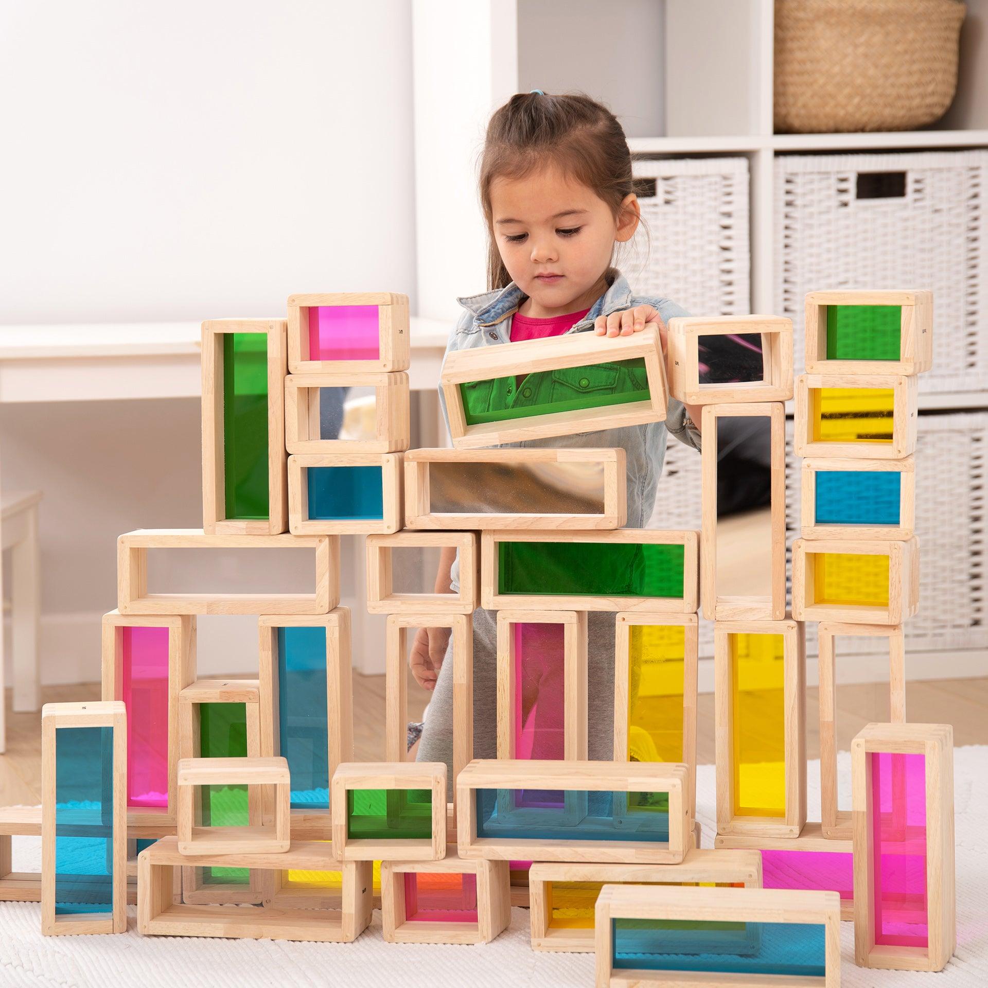 Tickit Rainbow Bricks mattoncini legno 36 pezzi sensoriali