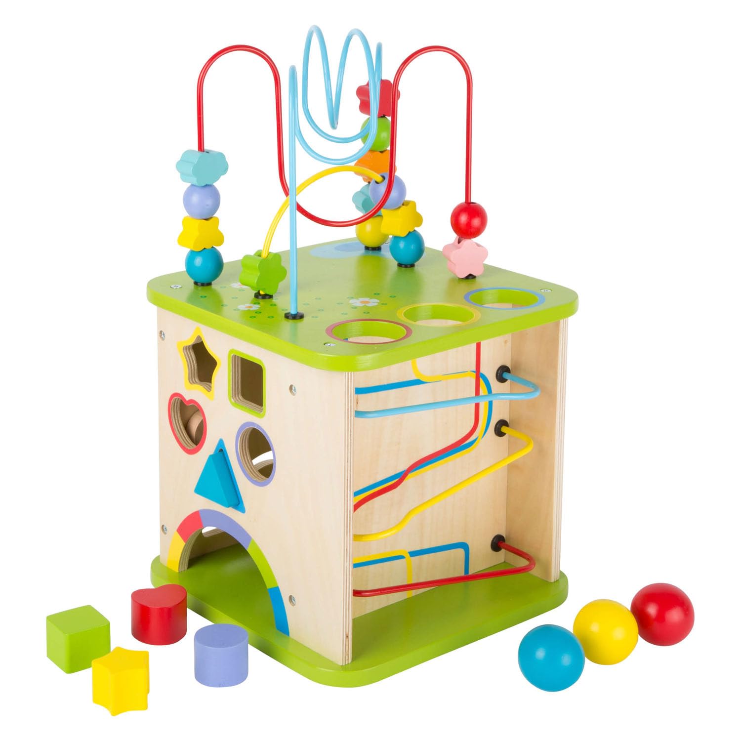 small foot 10605 Dado motricità cubo legno corsa biglie 5 lati